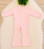 Girl’s Light Pink Outfit with Bow on Sweater