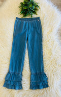 Girl’s Light Wash denim Ruffle Bottoms Pants