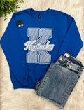 Women’s Blue Kentucky Striped Crewneck Top
