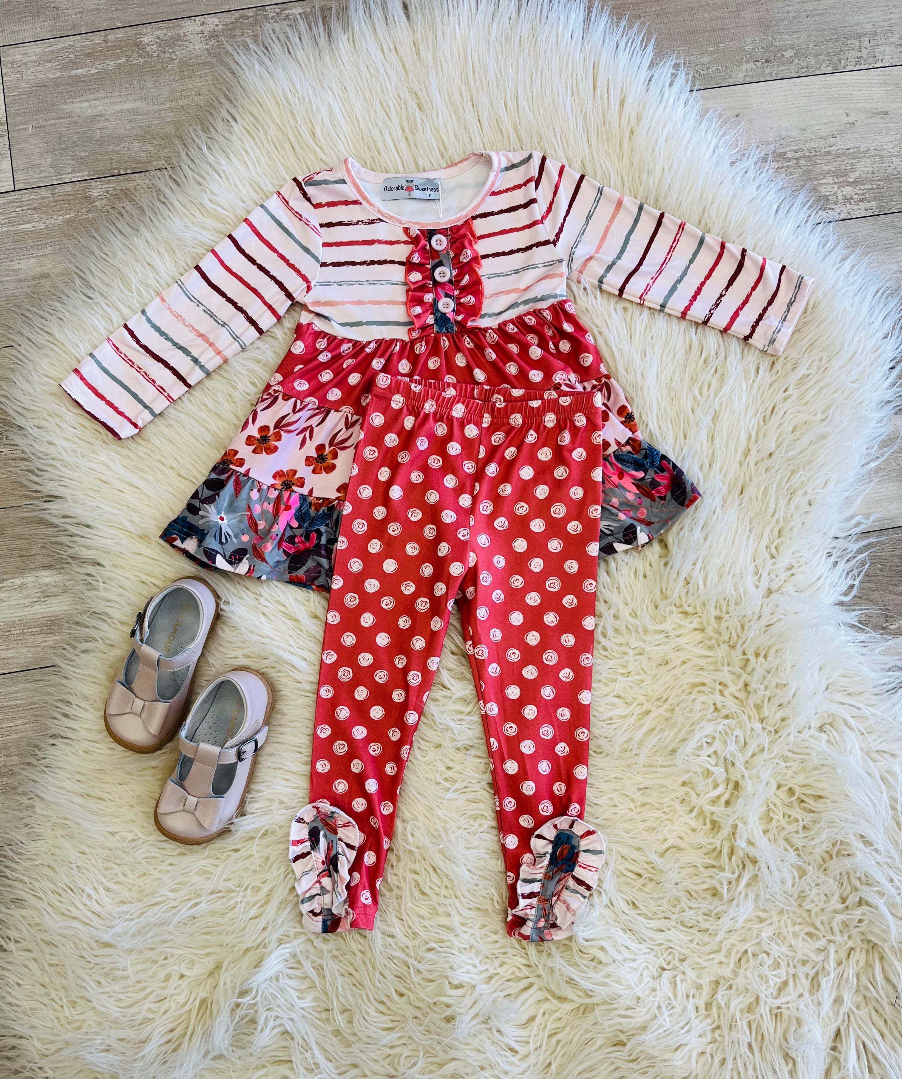 Girl’s Fall Mixed Patterned Outfit