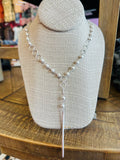 Women’s Silver Pearled Dangling Necklace