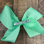 Hair Bow 6” Alligator Clip- Light Green