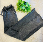 Women’s Evermee Grey Mineral-Washed Wide-Leg Patchwork Pants