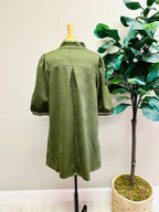 Women’s Umgee Olive Textured  Knit Puff Sleeve Dress