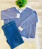Women’s Curvy Zenana Washed Exposed Seam Sweatshirt In Blue
