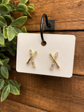Gilded Pearl Cross Earrings