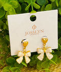 Women’s Bow Gold Drop Pearl Earrings