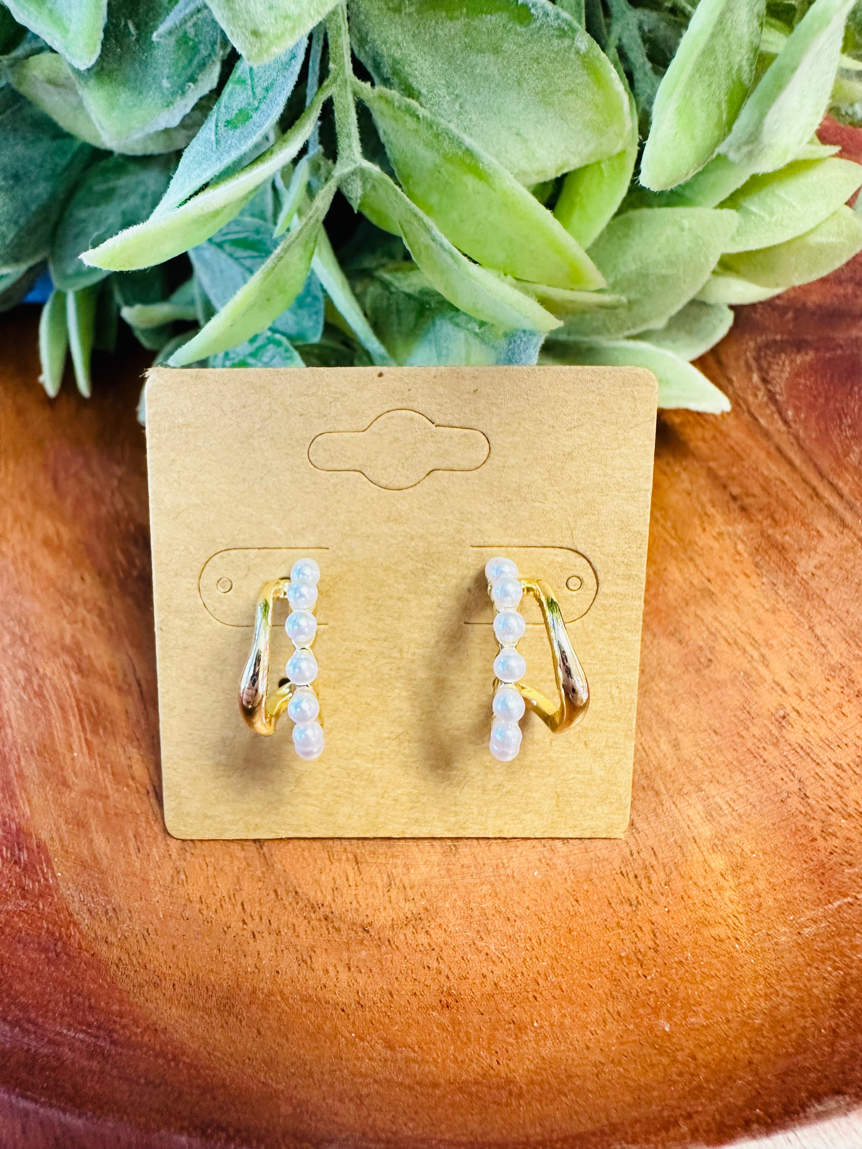 Women’s Pearl and Gold Hoop Earrings
