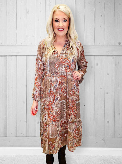 Mocha Mix Paisley Dress - Mini Mee Boutique