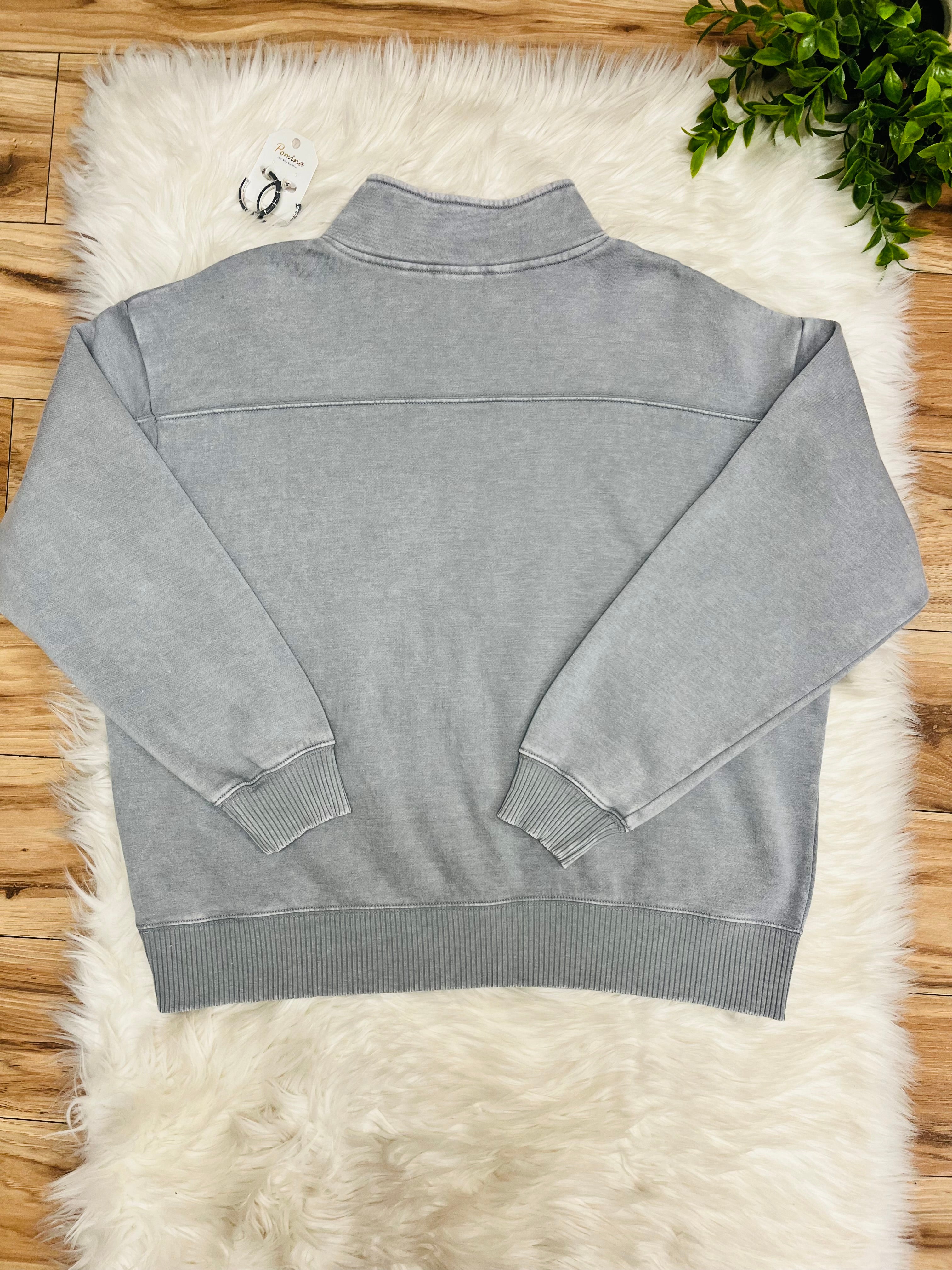 Women’s Zenana Grey Quarter Zip Top