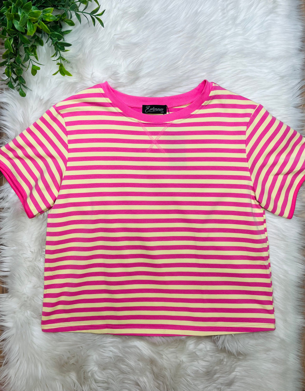 Women’s Evermmee Pink and Yellow Striped Skort Set