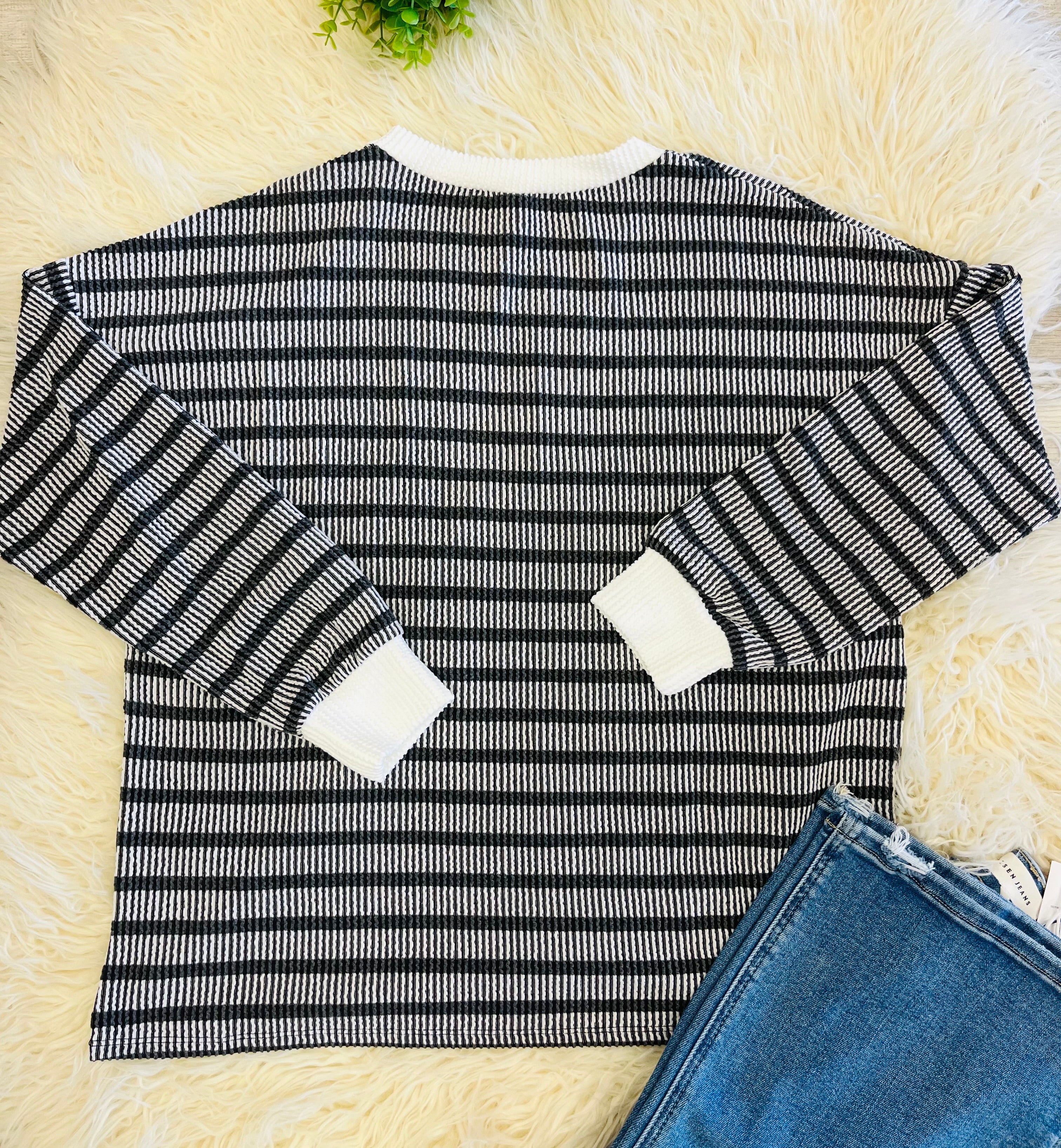 Women’s Ribbed Long Sleeve In Black Zenana- True To Size