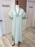 Sage Striped Midi Linen Dress with Pockets by UmGee Women’s - True to Size