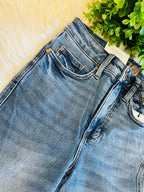 Women’s Petite Judy Blue Medium Wash High Waist Daisy Bootcut Short Jeans 1162