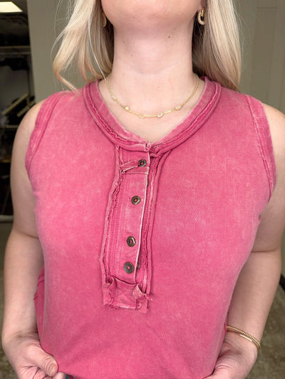 Zenana Hot Pink Acid Wash Top - Mini Mee Boutique