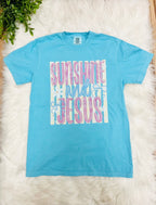 Women’s Blue Sunshine and Jesus  Graphic Tee