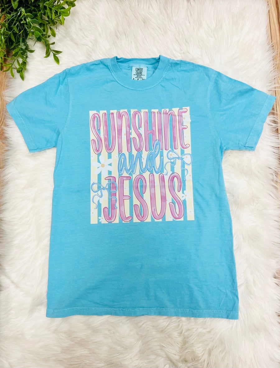 Women’s Blue Sunshine and Jesus  Graphic Tee