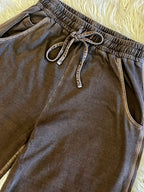Women’s Zenana Brown French Terry Enzyme Washed Pants