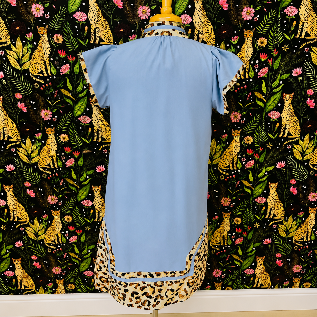 Women’s GiGiO Dusty Blue with Cheetah Dress