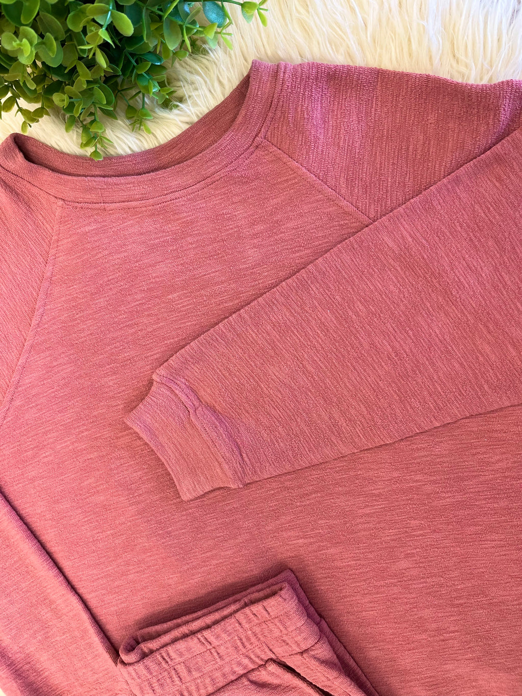 Women’s Zenana Cute Cotton Long Sleeve Set In Winter Rose