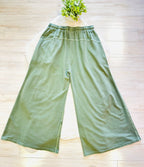 Women’s Curvy Petite Zenana Enzyme Wash Jade Wide- Leg Pants