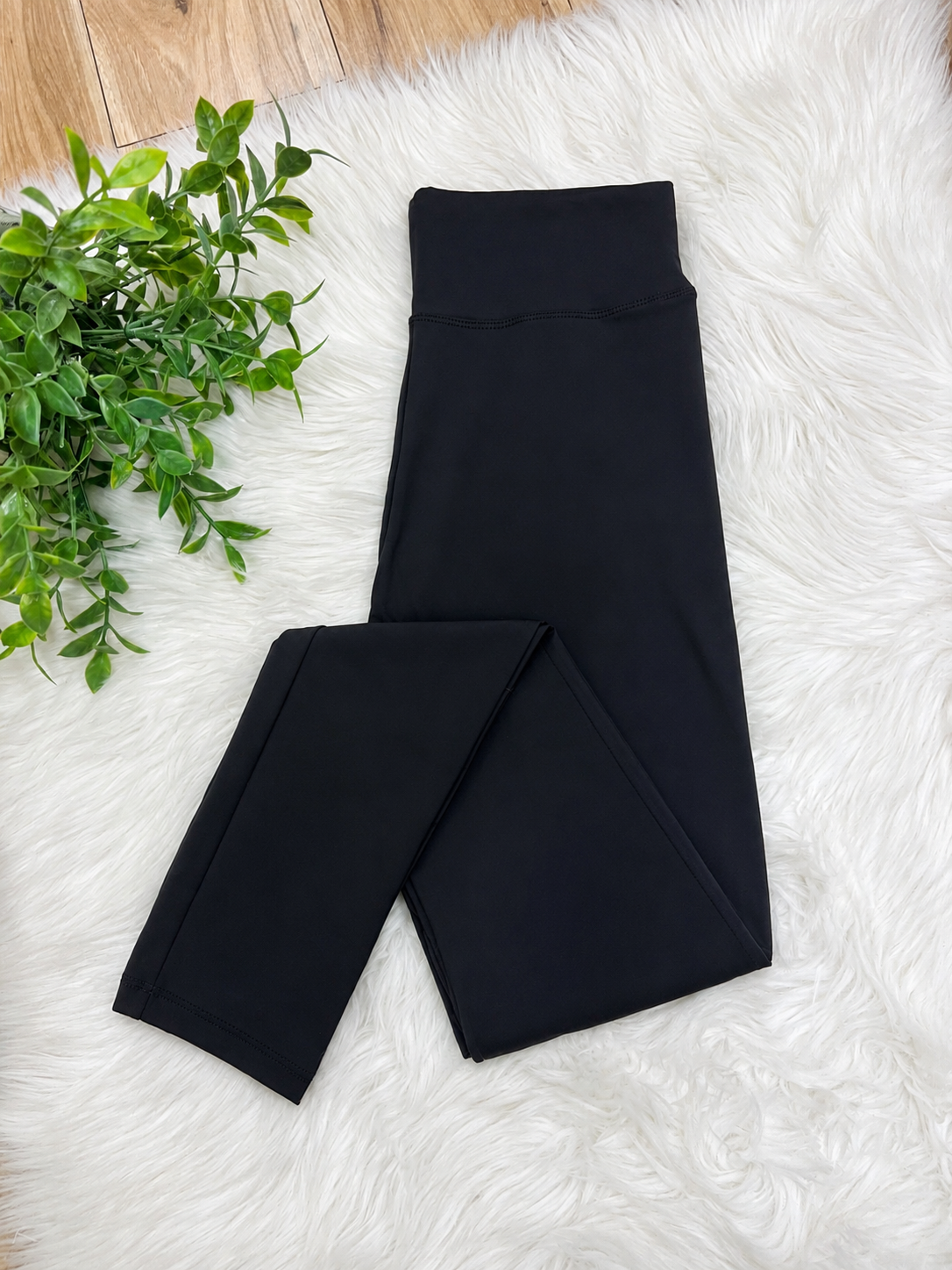 Women’s Ultra Soft Pull on Leggings in Black with Wide Waist Band Full Length