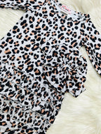 Girl’s Clover Cottage Cheetah Print Newborn Gown and Bow Set