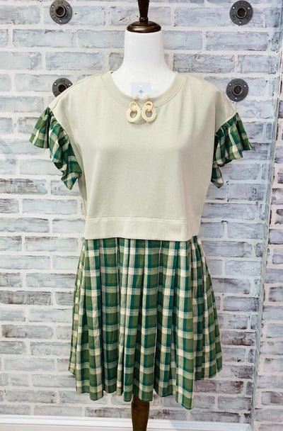 Women’s Green Plaid Dress - Mini Mee Boutique