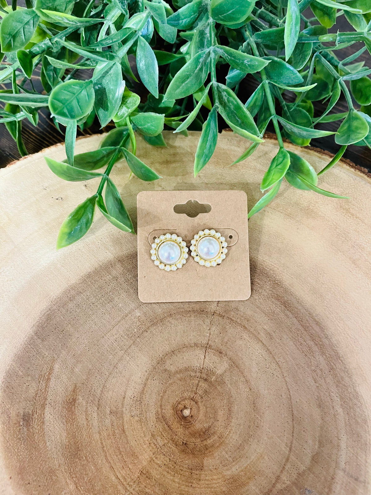 Women’s Pearl with Pearl Outline Stud Earrings