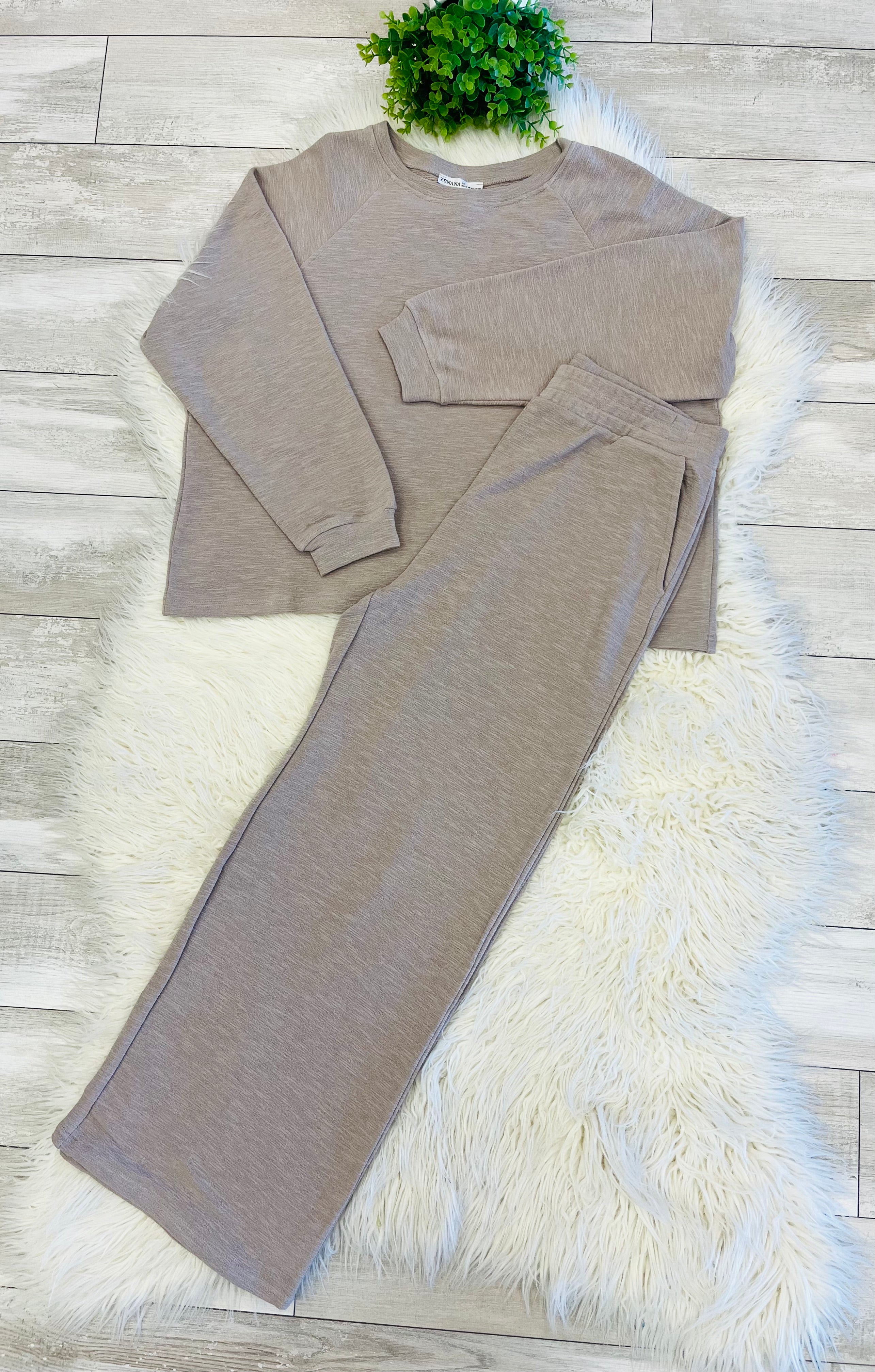 Women’s Zenana Cute Cotton Long Sleeve Set in Ash