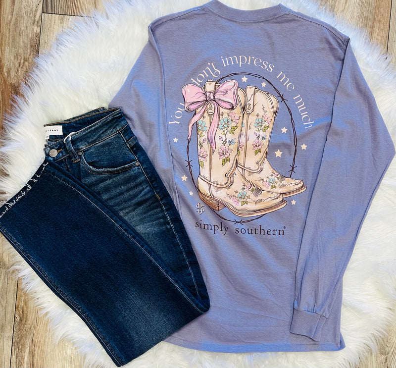 Women’s Simply Southern “You don’t impress me much” Long Sleeve Tee - Mini Mee Boutique