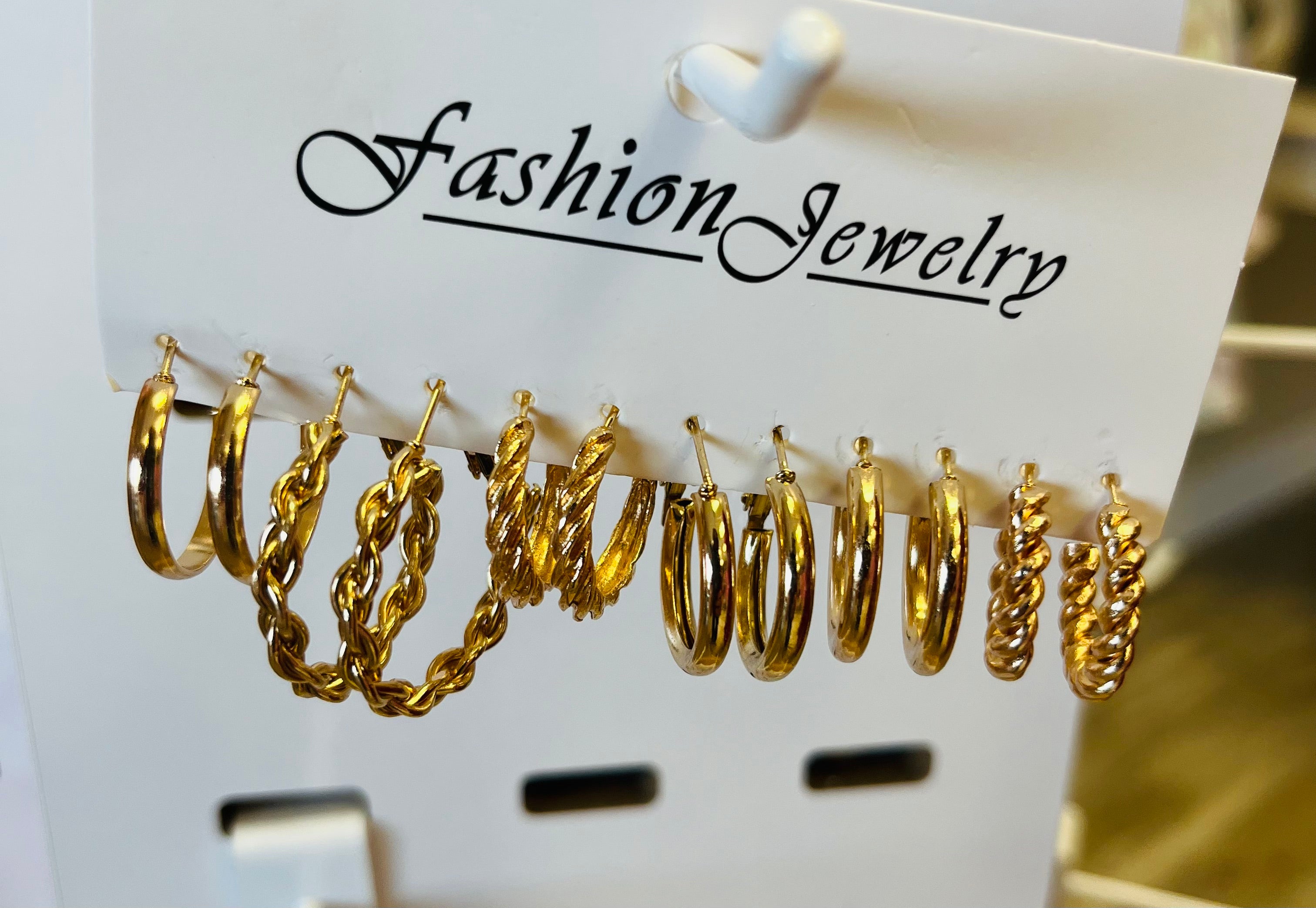 Women’s Gold Toned Braided and twisted Multi Pack Earrings