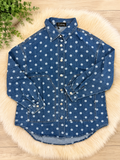 Polka Dot Denim Button Up Top by Evermmee Womens