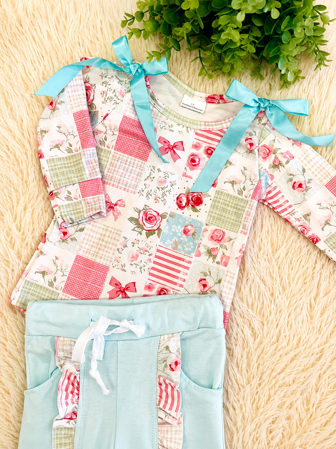 Girl’s Ribbon Bow Floral Outfit
