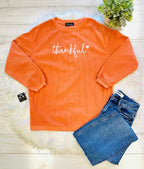 Women’s Evermmee Orange “Thankful” Ribbed Sweater Top - True to Size