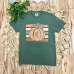 Women’s Olive Green Striped Pumpkin Tee