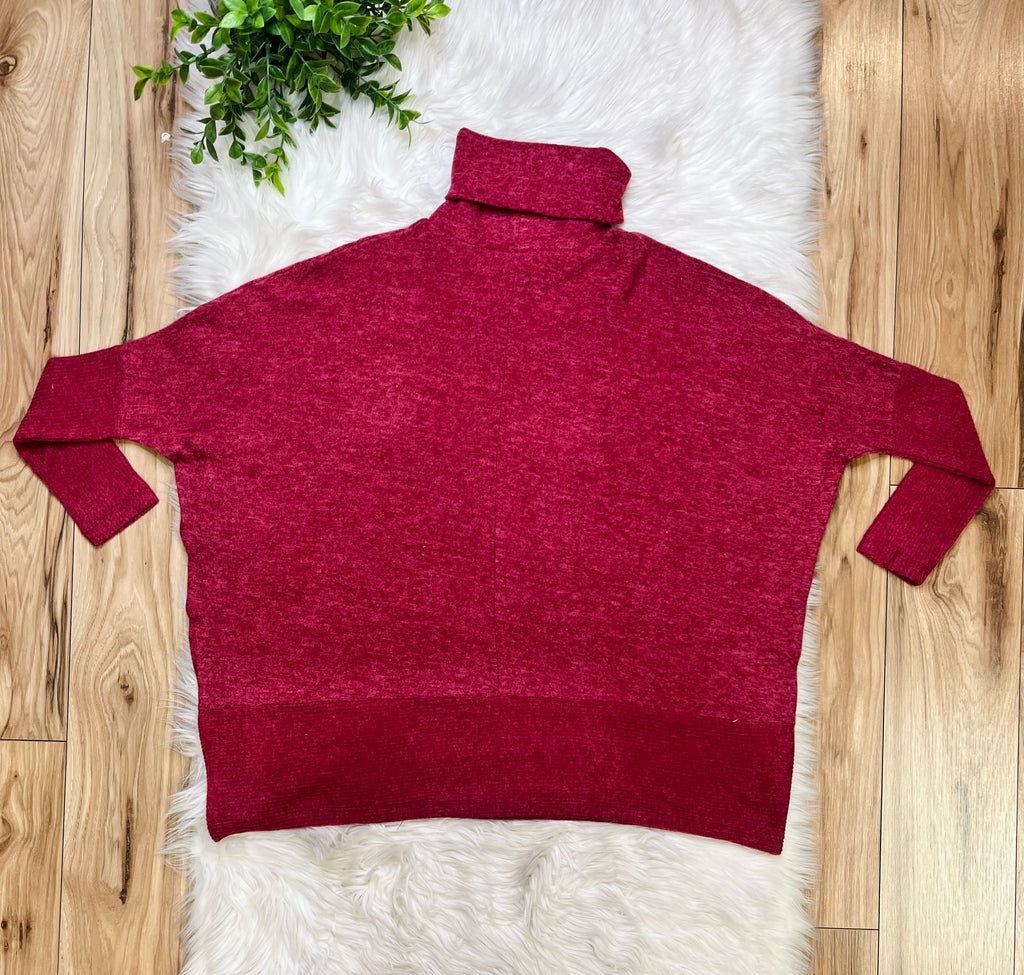 Women’s Zenana Cabernet Oversized Turtle Neck Top
