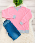 Women’s Zenana Washed Exposed Seam Sweatshirt In Light Pink Top
