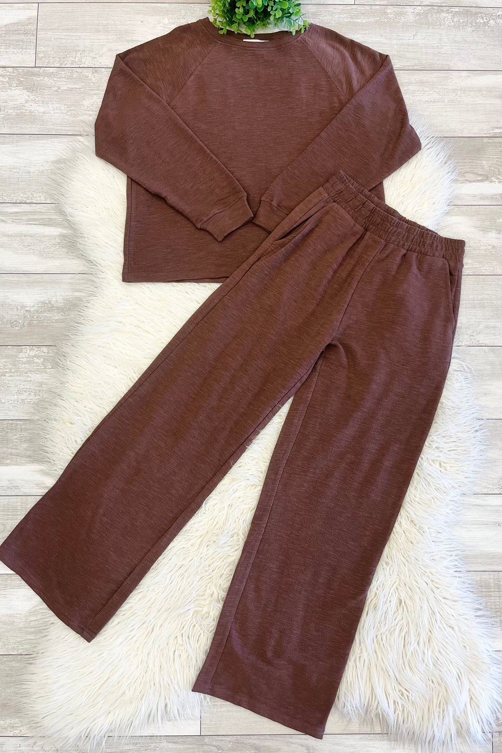 Women’s Zenana Cute Cotton Long Sleeve Set in Brown