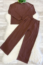 Women’s Zenana Cute Cotton Long Sleeve Set in Brown
