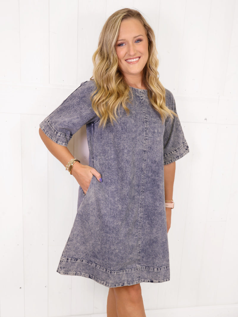 Swing Hem Denim Dress with Pockets