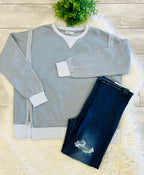 Women’s Zenana Washed Exposed Seam Sweatshirt In Gray