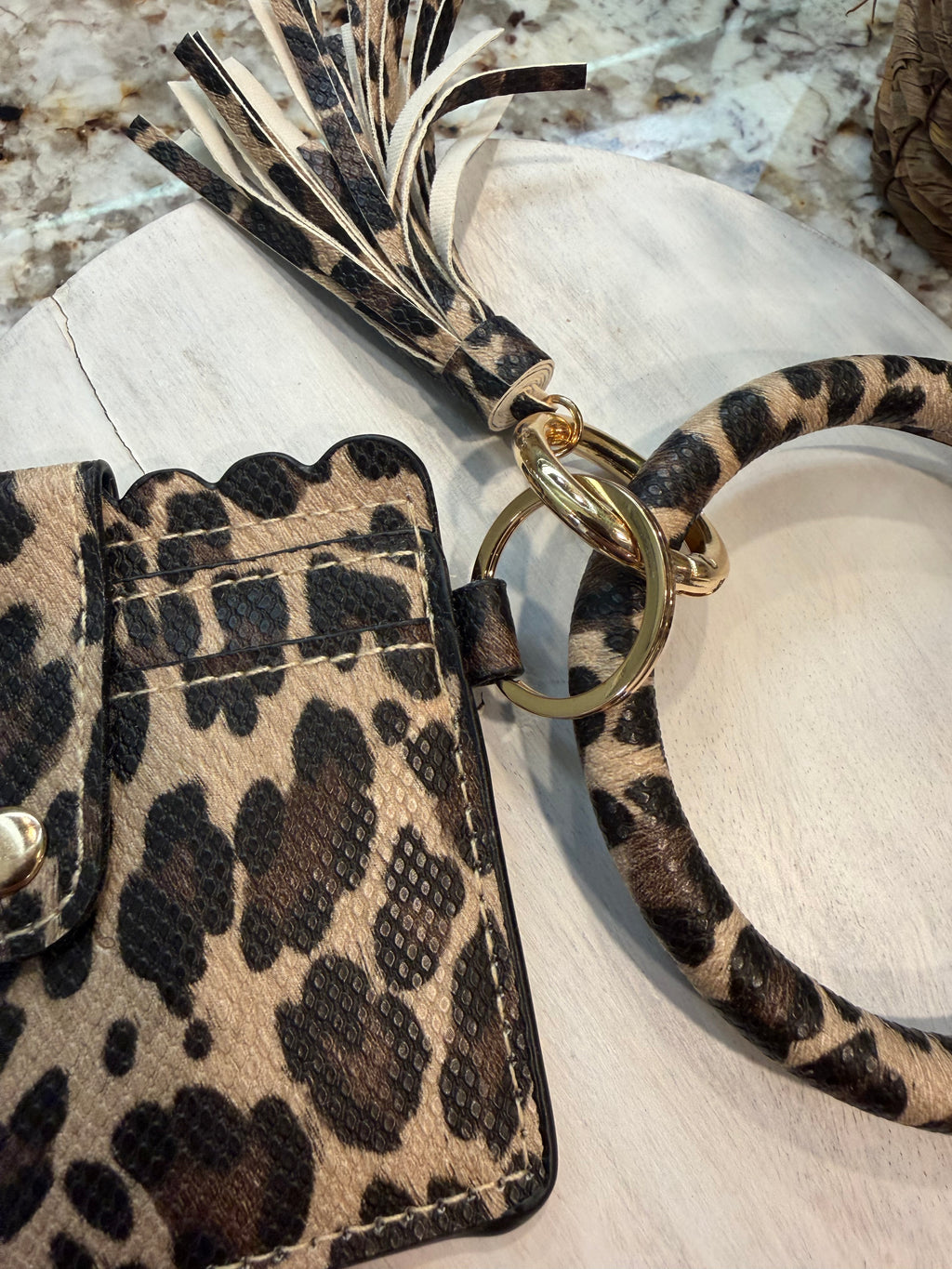 Wristlet ID Badge Pouch Keychain Cheetah Textured