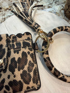 Wristlet ID Badge Pouch Keychain Cheetah Textured