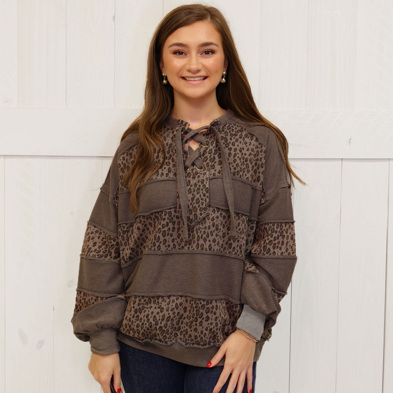 Easel Cheetah Stripe Pullover