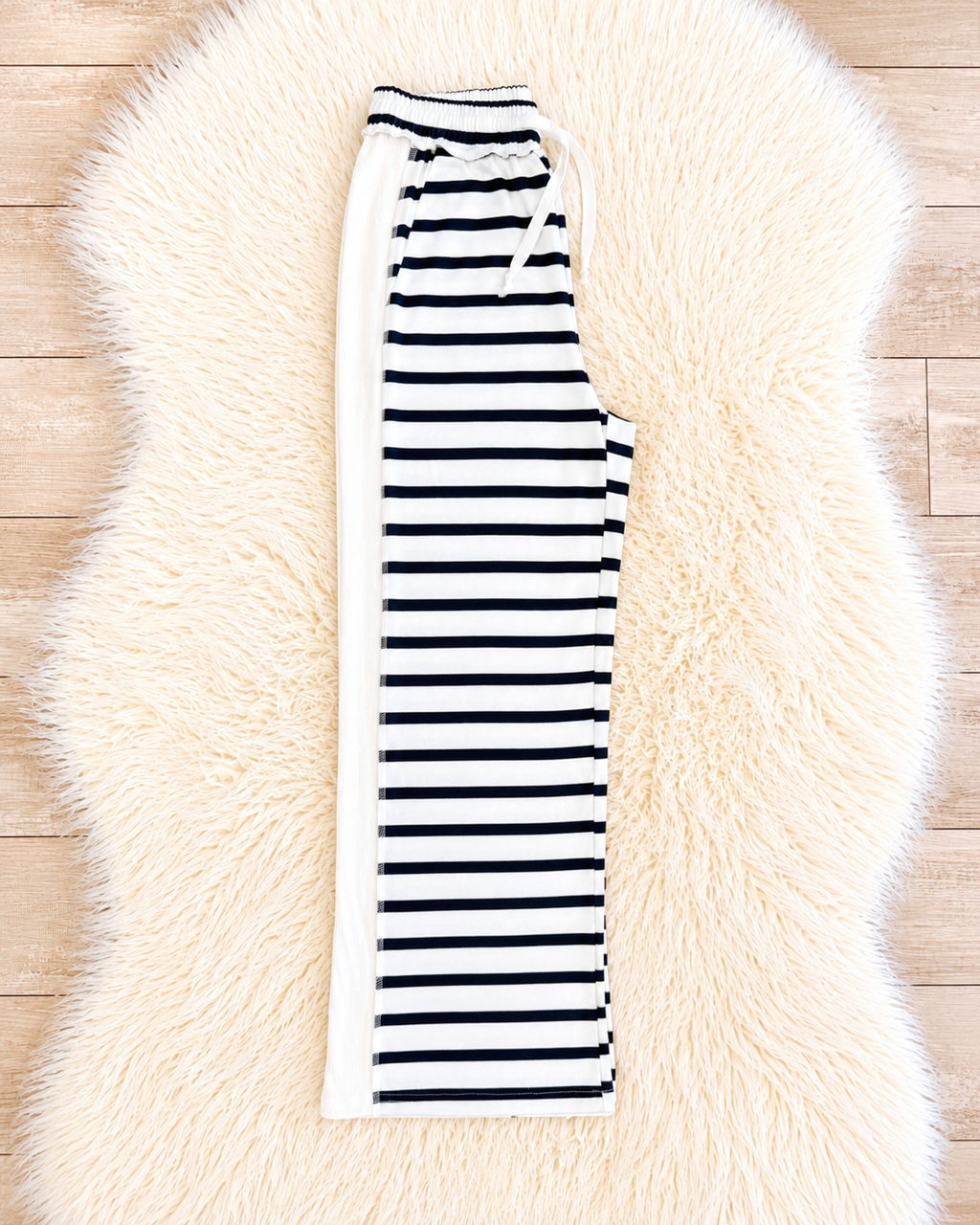 Navy Blue Striped Women’s Evermmee Mock neck Pant Set