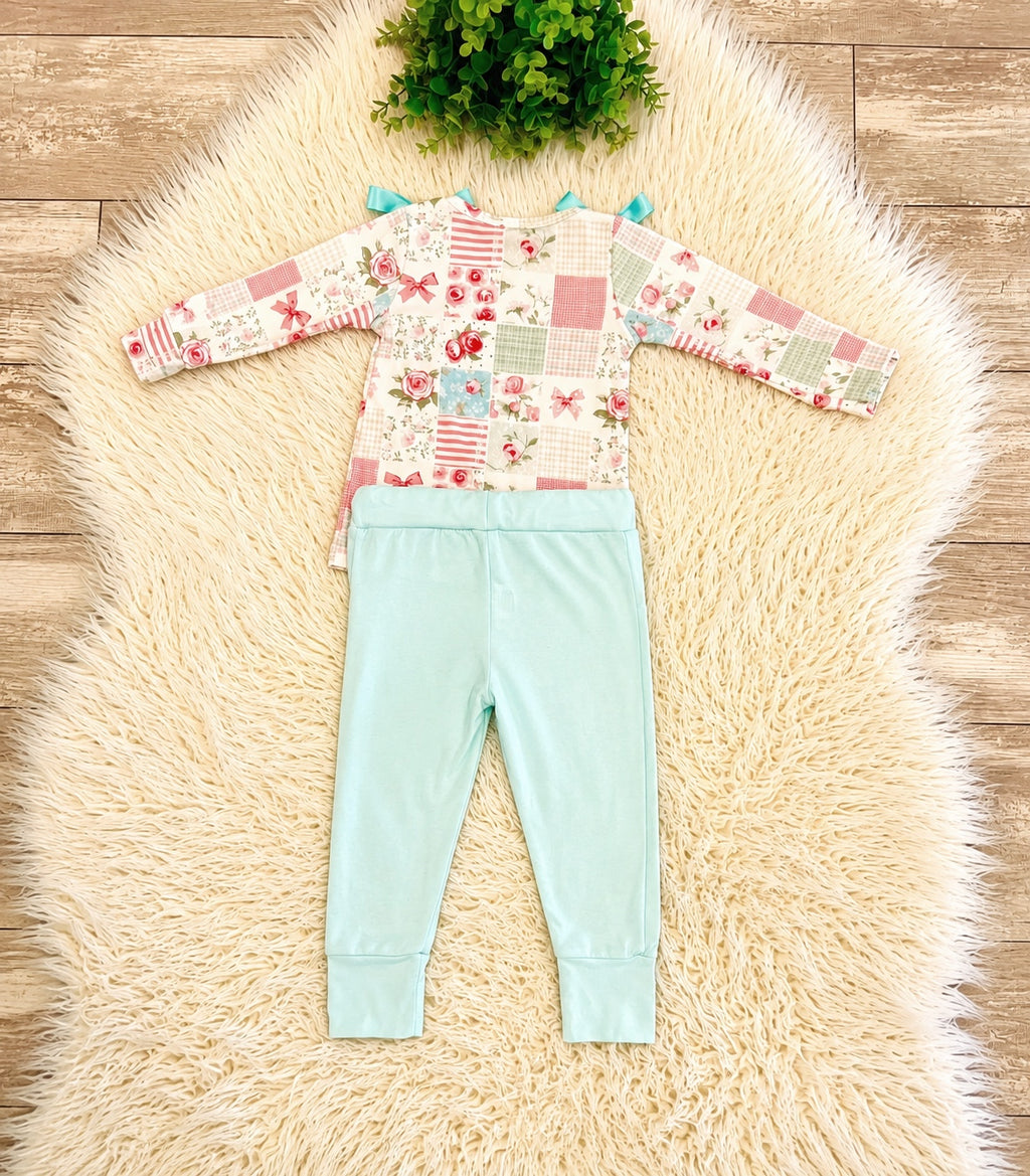 Girl’s Ribbon Bow Floral Outfit
