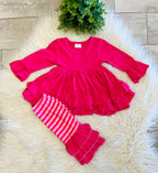 Girl’s Pink Stripe Ruffle Outfit
