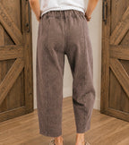 Mocha Acid Wash Petite/Cropped Barrel Pants Women’s