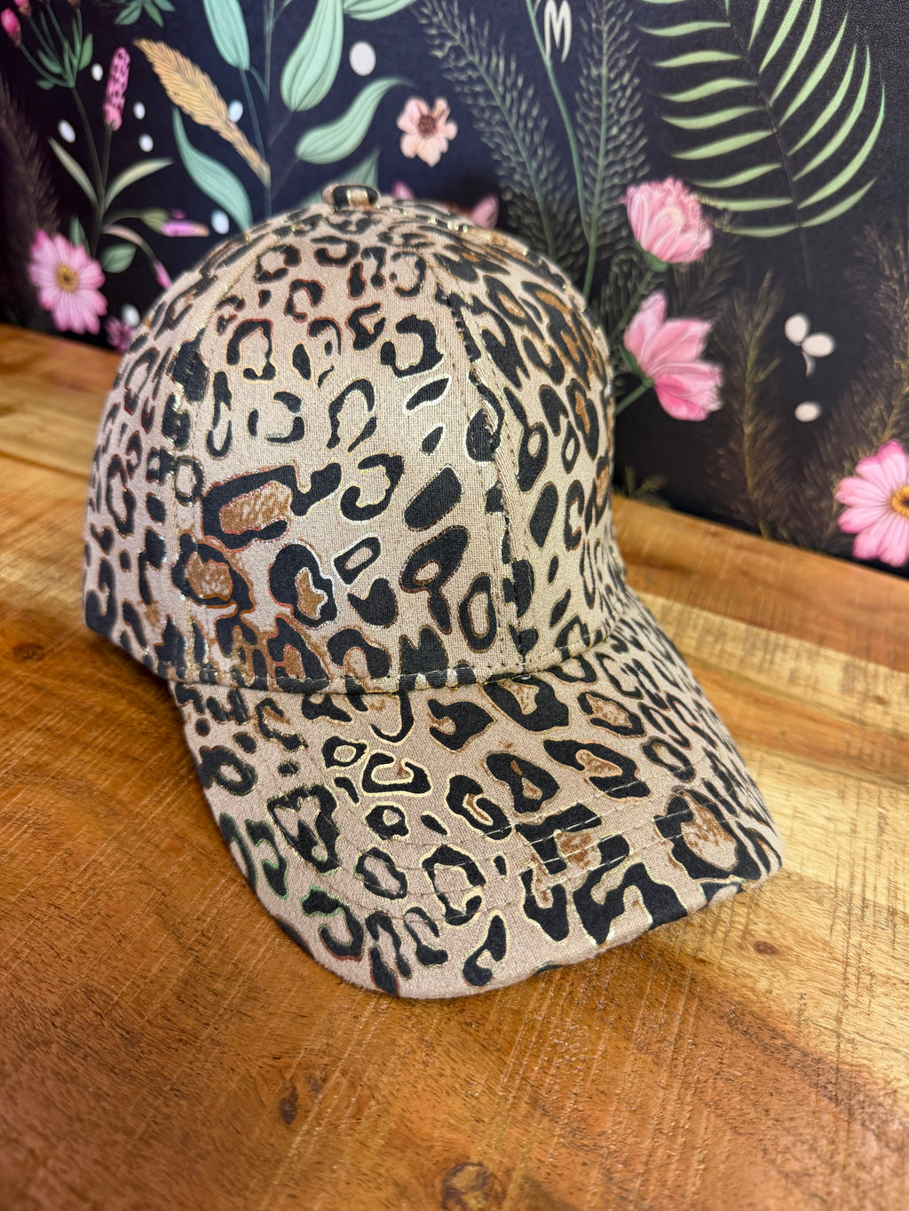 Metallic Cheetah Tan Print Hat